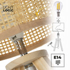 Lampka nocna stołowa LIGHTLOGIC LL VERNOK TL E14 bambus do LED boho eko lampa przyłóżkowa, abażur 16,5 cm, wysokość 31