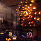 PAJĘCZYNA na HALLOWEEN 70 LED SZTUCZNA ŚWIECĄCA LAMPKI POMARAŃCZOWA ozdoba na imprezę tematyczną, dekoracja do domu