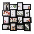 Multiramka na 16 zdjęć 61X61 CM MDF czarna ramka na zdjęcia 10X15 CM kolaż fotografii, galeria ścienna, dekoracja do