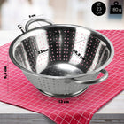 Durszlak cedzak sitko kuchenne metalowy do makaronu z uchwytami duży 24,5cm stal nierdzewna srebrny do płukania warzyw