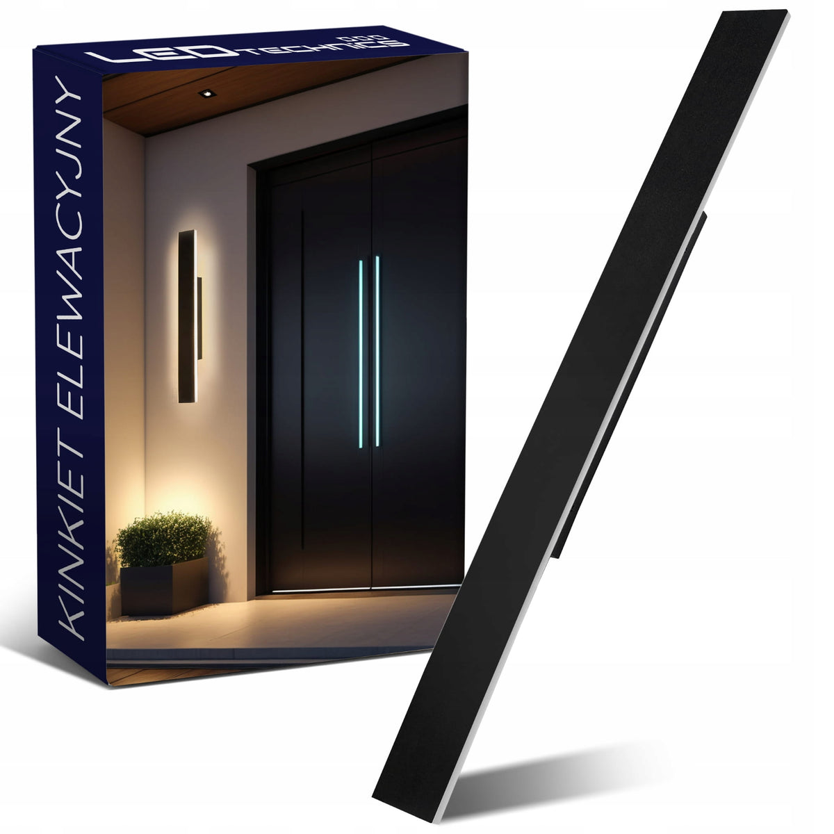 Lampa Ścienna Elewacyjna 27W LED CCD Kinkiet Zewnętrzny Ogrodowy IP65 90cm aluminiowa czarna oprawa na taras i podjazd