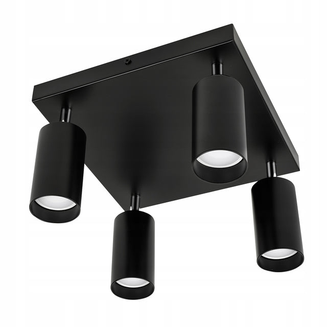 Lampa wisząca sufitowa spot oprawa halogenowa 4x GU10 czarna metalowa, do salonu, kuchni i korytarza, maks. 10 w na żarówkę