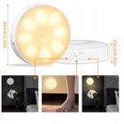 6X mini lampka USB lampa 8 LED z czujnikiem ruchu do oświetlenie szafki podświetlenie mebli, ciepła barwa, okrągła