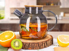 Szklany dzbanek do herbaty lemoniady zaparzacz z pokrywką kamille 1500 ml czajnik na napary, możliwość mycia w zmywarce