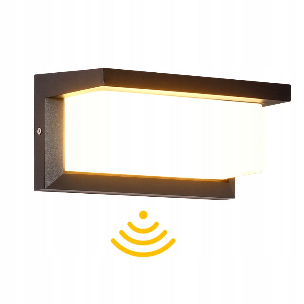 KINKIET ZEWNĘTRZNY LED NAD DRZWI WEJŚCIOWY Z Czujnikiem Ruchu 18W oprawa elewacyjna aluminiowa czarna, oświetlenie