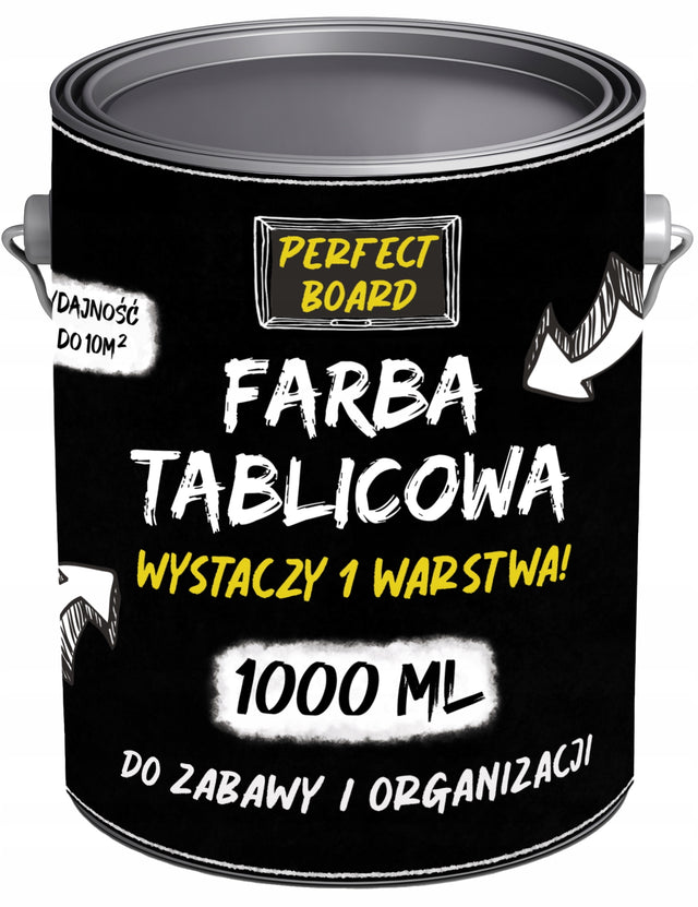Farba Tablicowa czarna 1 L Wystarczy już 1 warstwa akrylowa matowa do mebli, drewna i ścian, powierzchnia do pisania kredą