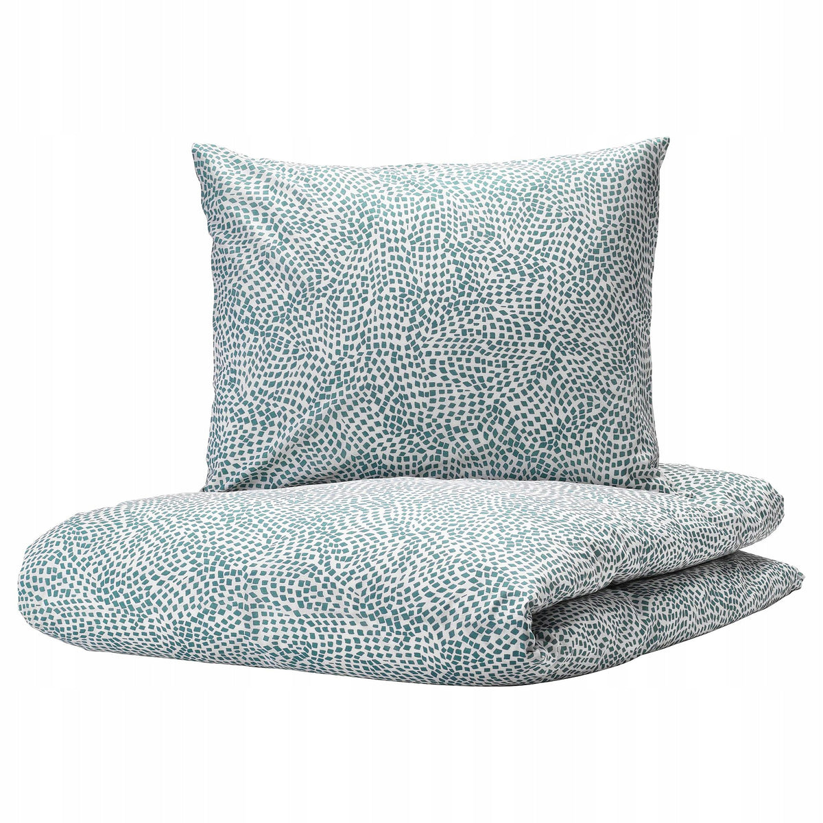 IKEA TRADKRASSULA Komplet pościeli 150x200 kołdra, 50x70poduszka 48%bawełna bielizna sypialniana, biała w kropki