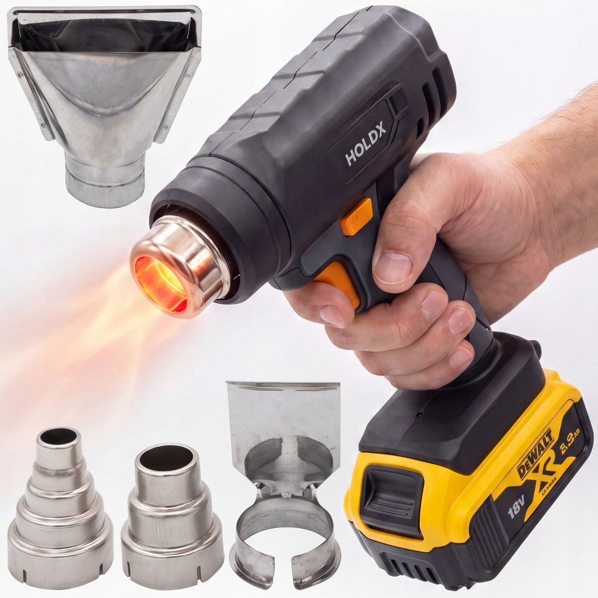OPALARKA HOLDX AKUMULATOROWA DO BATERII DEWALT 18V XR BEZPRZEWODOWA dmuchawa gorącego powietrza, maksymalnie 330°C