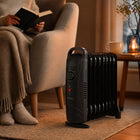 GRZEJNIK OLEJOWY ELEKTRYCZNY 1000W OLEJAK 9 ŻEBEREK TERMOSTAT REGULACJA 390 mm 400 mm grzewcza czarny