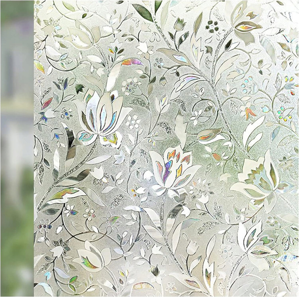 Samoprzylepna folia na szybę okienna witrażowa dekoracyjna kwiaty 60*200cm naklejka na szkło, okleina szklana