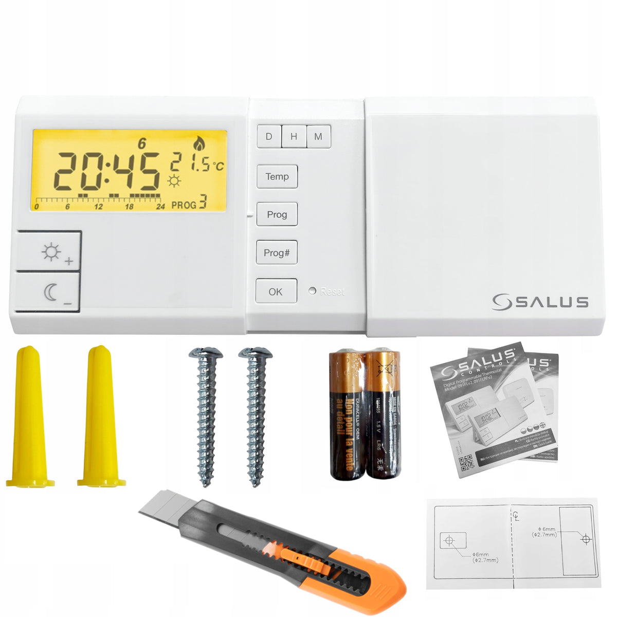 Salus 091FLV2 091FL V2 termostat sterownik regulator tygodniowy przewodowy programator temperatury, pokojowy do