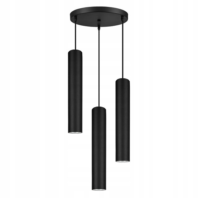 Lampa Sufitowa Wisząca Żyrandol Plafon Tuba Tuby metalowa Czarna LED GU10 oświetlenie do salonu, 3 punkty światła, wysokość 100 cm, maks. 10 w