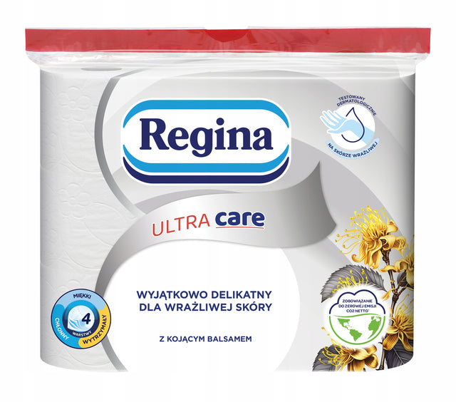 Papier Toaletowy regina UltraCare z balsamem dla skóry wrażliwej 4W - 9 szt celulozowy, bezzapachowy, 165 listków, biały