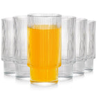 6x Szklanki RYFLOWANE do napojów wody drinków zestaw komplet szklanek 320ml bezbarwne szkło, do serwowania, można myć w