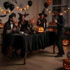 Obrus na halloween plamoodporny stół czarny gładki 140x260 CM wodoodporny serweta z poliestru, nakrycie na przyjęcie