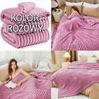 Gruby Koc 300g - zdobiony wytłaczanym wzorem - efekt 3D 200x220cm grafitowy Pled dwustronny pikowany z poliestru, w