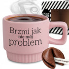 Kubek ryflowany różowy prezent do pracy brzmi JAK NIE MÓJ problem ciastko ceramiczny 300 ml, naczynie na kawę i herbatę