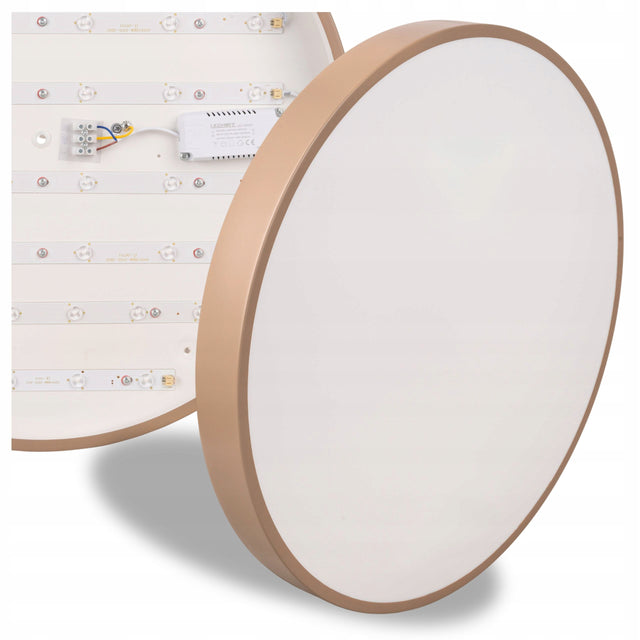 Plafon sufitowy Lampa LED Kaszmirowa 50cm Okrągła 50W do pokoju BEŻ mocna oprawa oświetleniowa, neutralna barwa światła, zintegrowane źródło