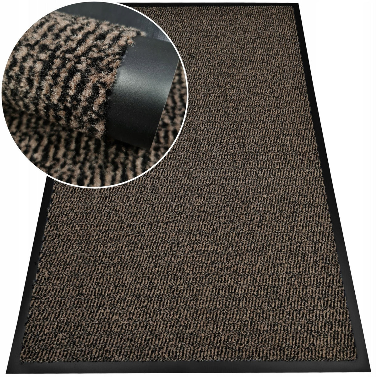 Wycieraczka wejściowa 60x90 brązowa pod drzwi podgumowana mata do butów przedpokój, korytarz, PVC, tekstylna, grubość 5