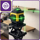 Poziomica laserowa poziomnica 4D 16 linii 360 krzyżowa statyw elektroniczna do glazury i remontów, zielona wiązka