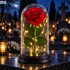 ZNICZ NA CMENTARZ DUŻY, ŚWIECI JAK ZNICZ SOLARNY, RÓŻA WIECZNA LED, PIĘKNY lampion nagrobny, dekoracja grobu, wysokość