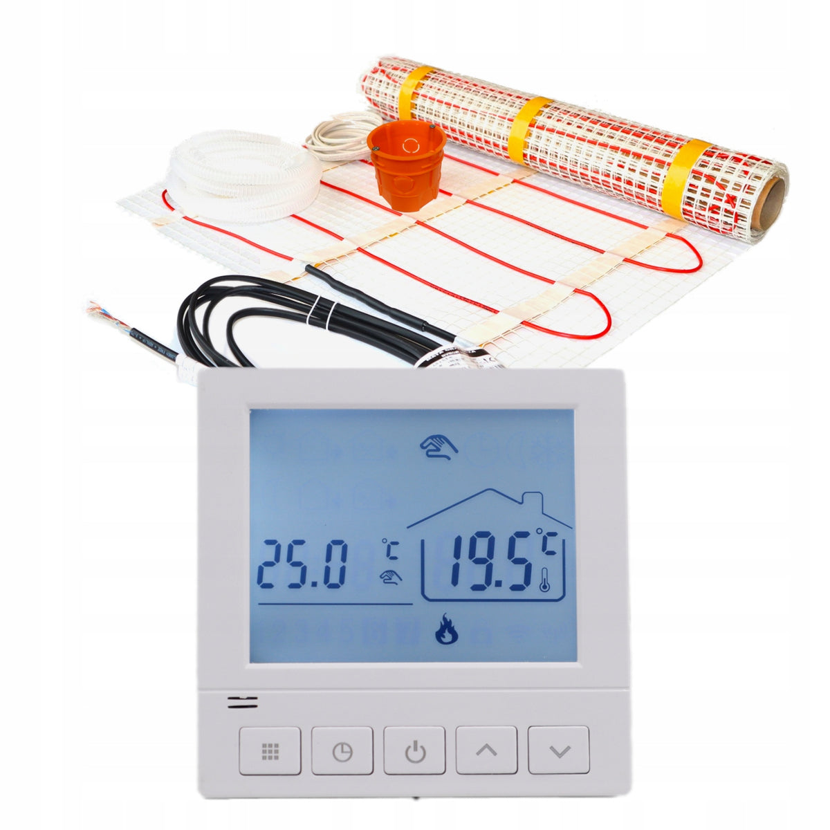 Mata grzewcza grzejna pod płytki zestaw NVMGW150 / NVT81 BN - 1,5m2 elektryczne 3 m 50 cm 150 W/m²