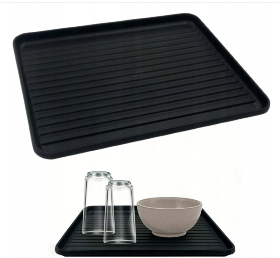 Mata do suszenia naczyń ociekacz podkładka 43cm x 32cm czarna plastikowa tacka pod suszarkę kuchenną