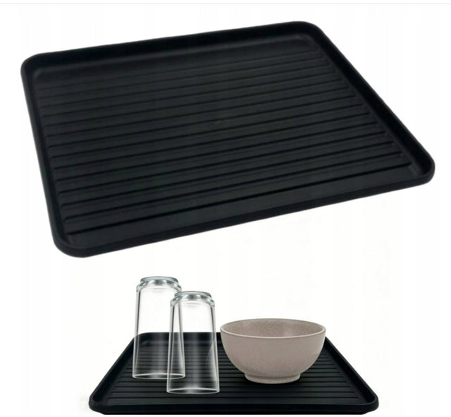 Mata do suszenia naczyń ociekacz podkładka 43cm x 32cm czarna plastikowa tacka pod suszarkę kuchenną