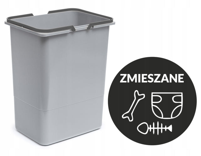 Kosz segregator na śmieci do szuflady szafki 20l pojemnik plastikowy z komorami do sortowania odpadów, szary