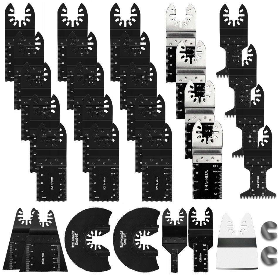 Zestaw Brzeszczotów 31 sztuk do Multitoola Piły Drewna Metalu Uniwersalne ostrza oscylacyjne, aluminium, PCV, MDF, HDF