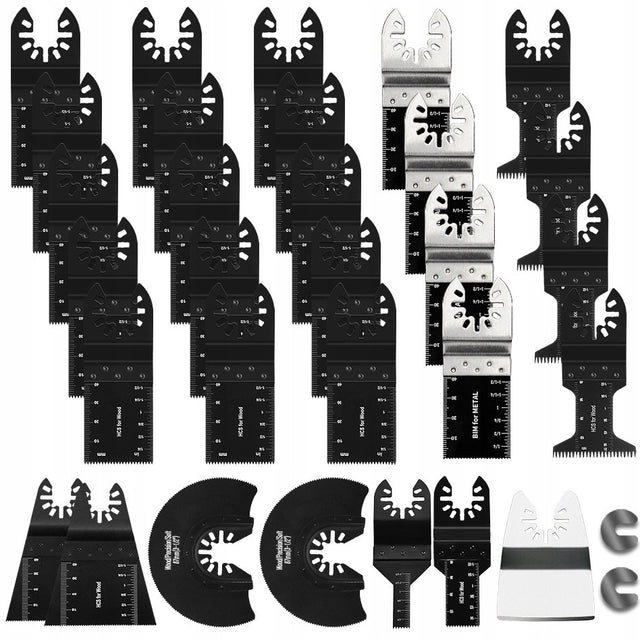 Zestaw Brzeszczotów 31 sztuk do Multitoola Piły Drewna Metalu Uniwersalne ostrza oscylacyjne, aluminium, PCV, MDF, HDF, gips-karton, gałęzie