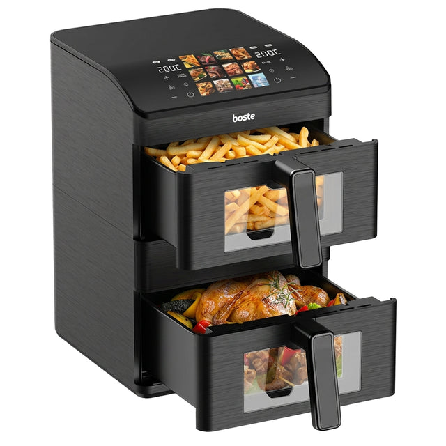 Frytkownica Beztłuszczowa Air Fryer 12l Dual Zone XXL 2 Komory 3000W Boste do frytek, kurczaka, ryb i warzyw, grillowania, pieczenia, rozmrażania