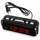 Budzik elektroniczny zegar sieciowy duży wyświetlacz LCD alarm 24H czarny cyfrowy czasomierz do sypialni z cyframi