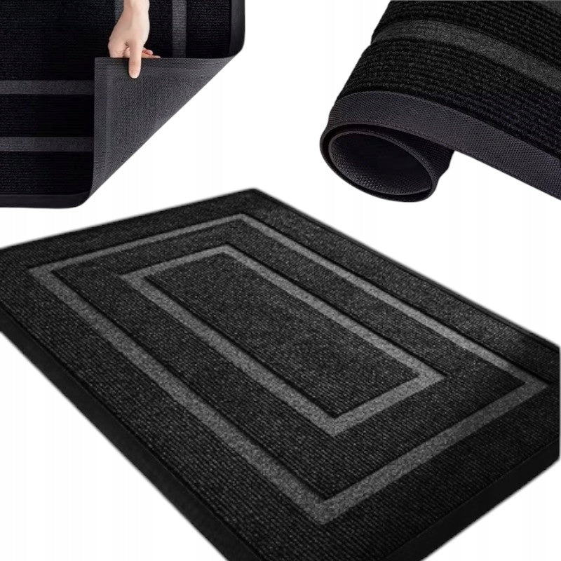 Duża wycieraczka wejściowa do butów PCV 3D pod drzwi 60X90CM Niski profil mata na obuwie, tekstylna, szara, 5 mm