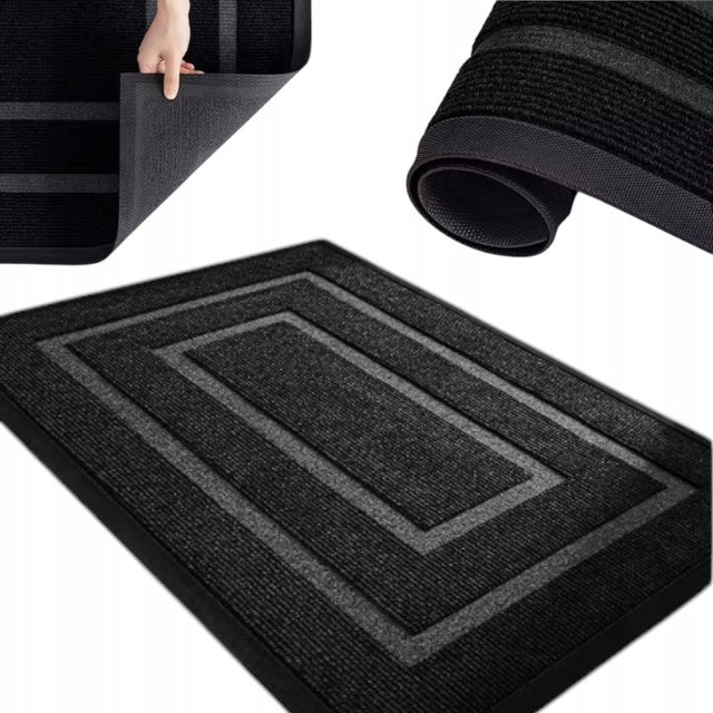 Duża wycieraczka wejściowa do butów PCV 3D pod drzwi 60X90CM Niski profil mata na obuwie, tekstylna, szara, 5 mm, korytarz