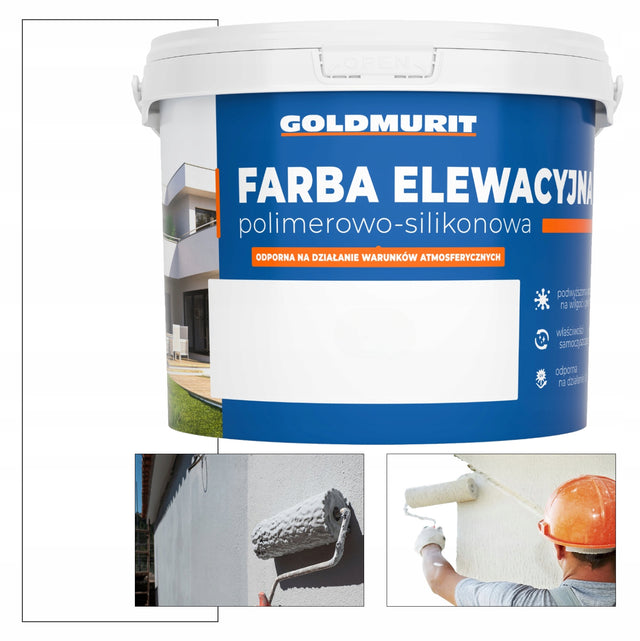 Farba Elewacyjna Silikonowa Fasadowa do Betonu Biała Matowa 1 L Goldmurit ścienna strukturalna