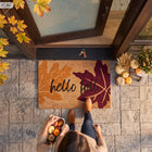 Wycieraczka pod drzwi napis hello fall 60x40 CM mata wejściowa powitalna kokosowa, beżowa, grubość 20 mm