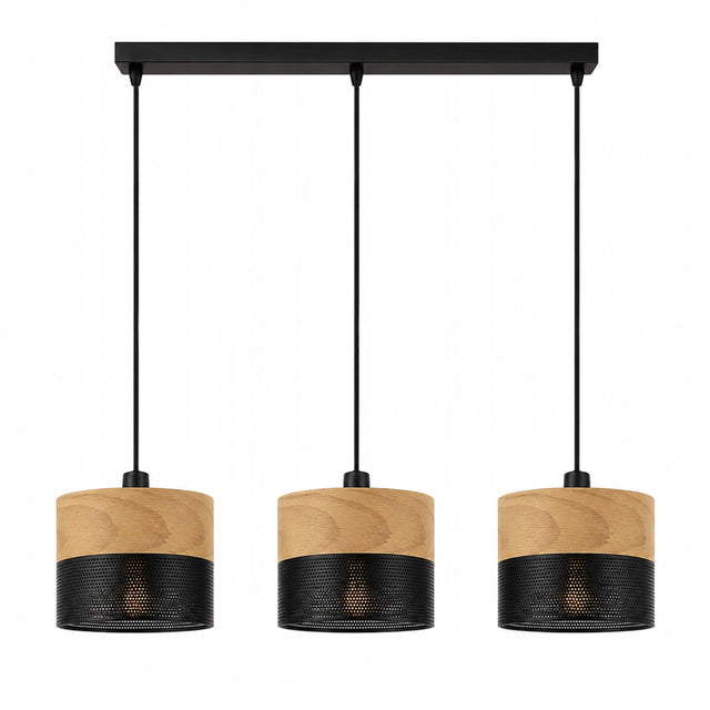 Lampa wisząca żyrandol loft metal czarna E27 nad stół salon kuchnia oprawa sufitowa industrialna 3-punktowa do jadalni, 3x60 w