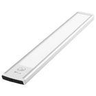 Lampka nocna LED 30cm z czujnikiem ruchu lampa podszafkowa do mebli srebrna oprawa akumulatorowa USB światło neutralne