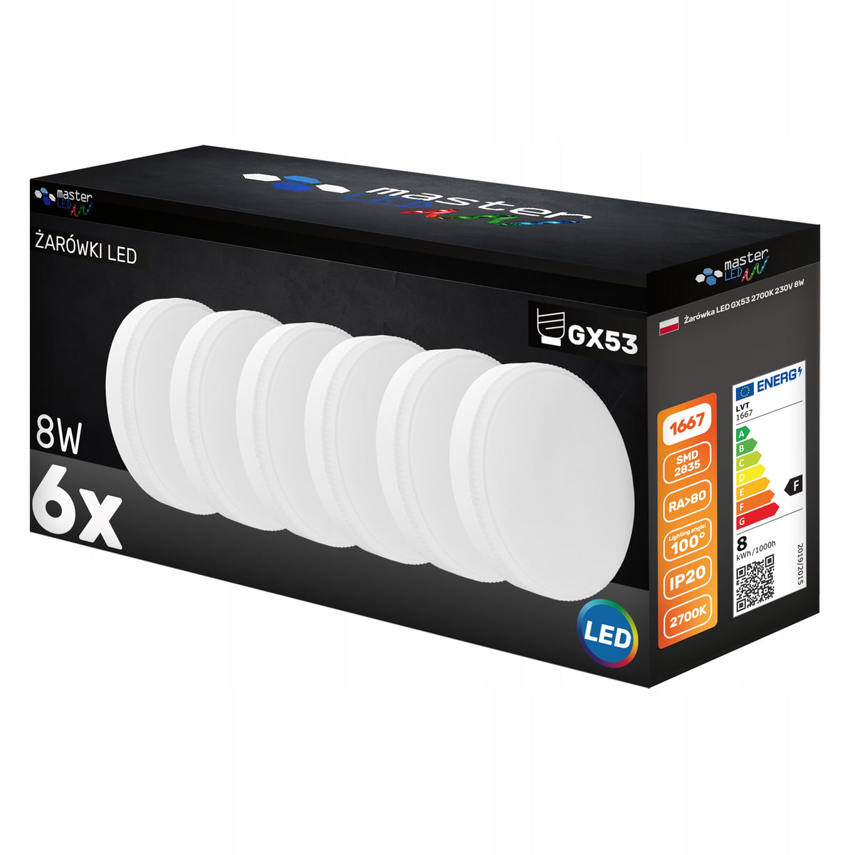 6x Żarówka LED GX53 biały ciepły 2700K SMD 1160lm 12W 230V okrągła lampa do opraw płaskich, energooszczędne oświetlenie