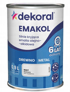 Dekoral emakol silnie kryjąca Emalia do drewna i metalu Biały Matowy 0,9l farba uniwersalna, wydajność 18 m²/l
