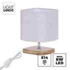 LightLogic lampka stołowa nocna z abażurem LL KRALIN E14 włącznik kremowa lampa na szafkę, do sypialni, oświetlenie