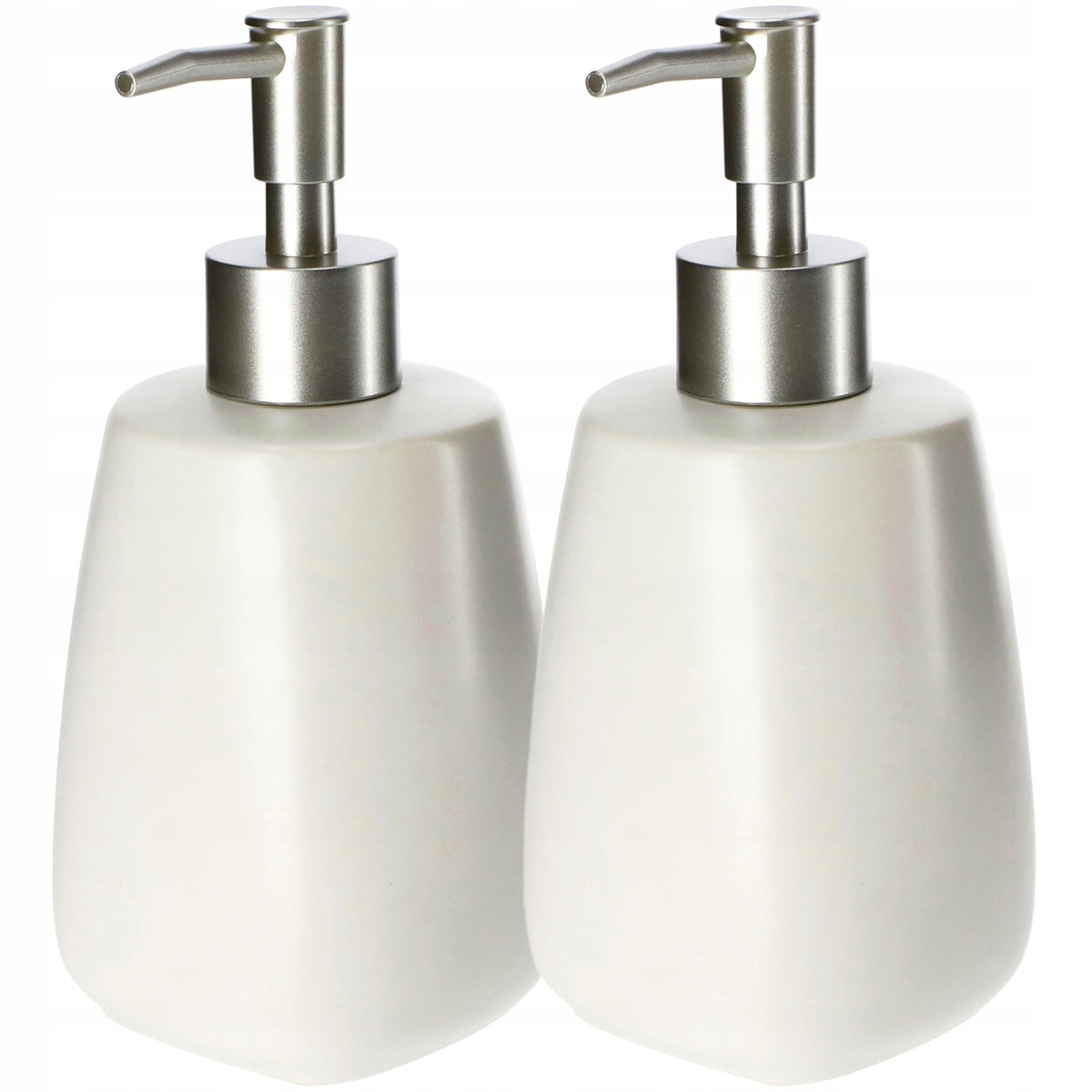 Dozownik mydła na mydło w płynie pojemnik płyn 400 ml biały ceramiczny 2szt akcesorium łazienkowe stojące, umywalkowe
