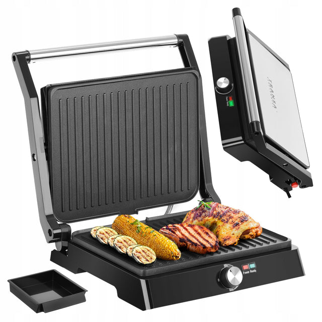 Grill elektryczny opiekacz rozkładany regulacja temperatury duża MOC 2200W nominalna