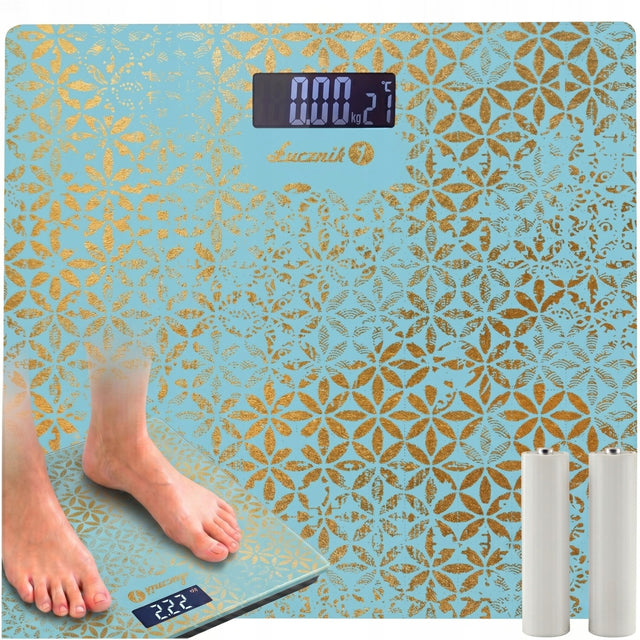 Waga Łazienkowa Elektroniczna LCD Szklana Dokładna Łucznik 150kg + baterie niebieski