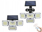 Lampa solarna LED 333 LED 4 panele pilot czujnik ruchu PIR panel zewnętrzny reflektor na podjazd garaż ogród 800 lm 8 w