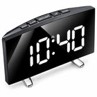 Zegar cyfrowy LED lustrzany budzik elektroniczny duży wyświetlacz USB czarny, zasilany sieciowo, z tworzywa sztucznego
