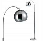 LAMPA STOJĄCA PODŁOGOWA ŁUKOWA CHROM BALL KULE srebrna oprawa do salonu, gwint E27, 1 punkt światła, klosz 17 cm