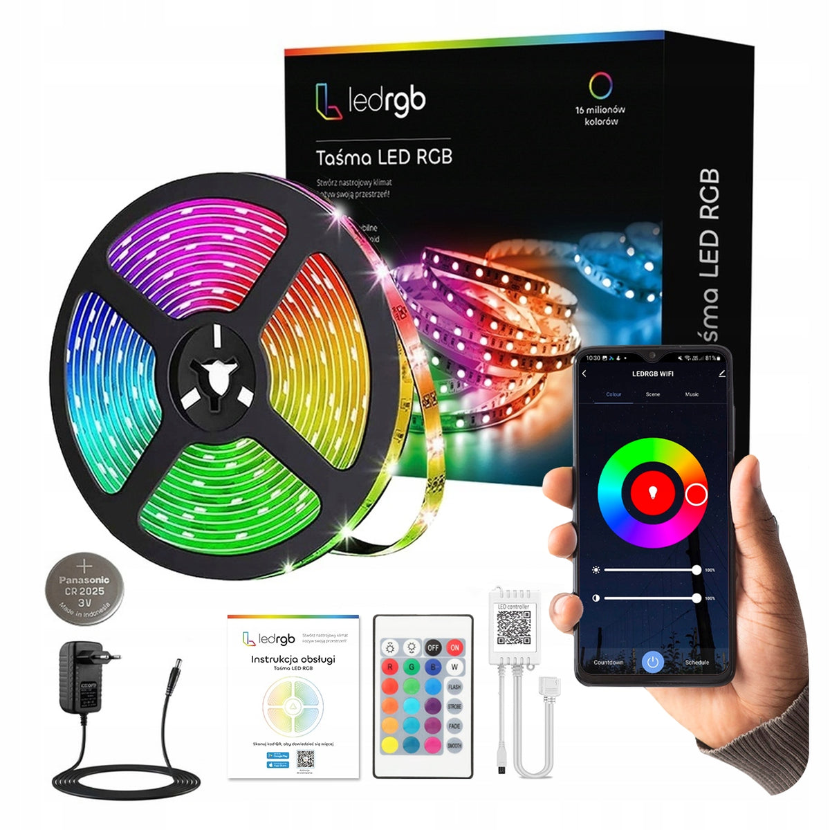 Taśma LED 6m RGB 5050 WiFi pilot aplikacja tuya zestaw muzyka timer 12V pasek świetlny, dekoracyjne podświetlenie