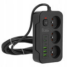 Przedłużacz Listwa Zasilająca Sieciowa 3 Gniazda 230V 3m 6x USB Ładowarka przewód z uziemieniem, gumowa izolacja 1,5